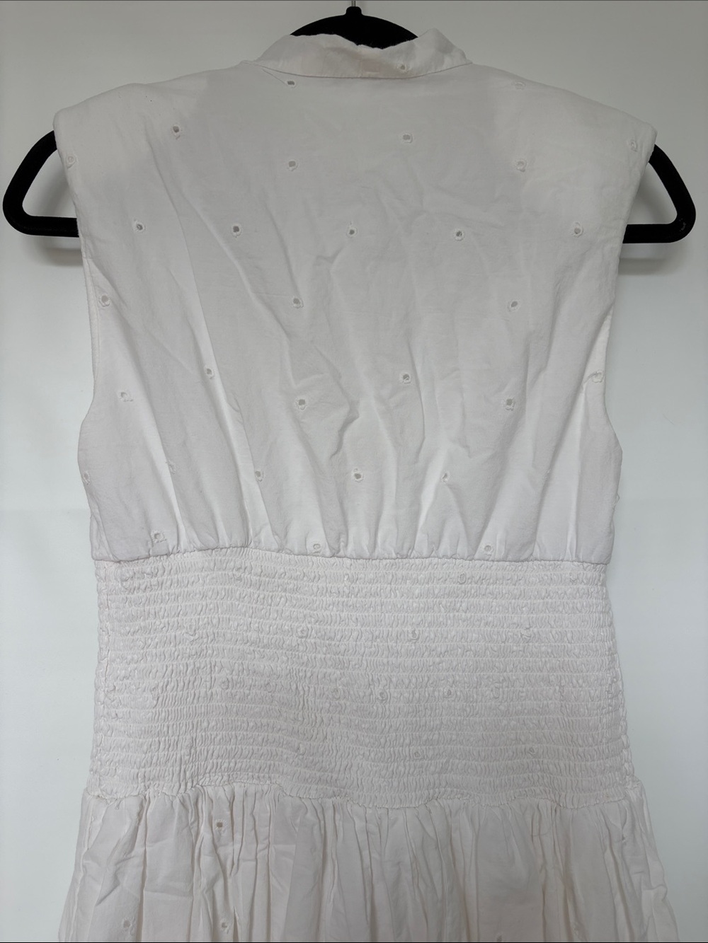 Anthropologie Maeve The Tommie Cap-Sleeve Smocked Front-Zip Shirt Dress Eyelet M - Picture 11 of 12